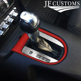 FITS FORD MUSTANG 15-17 RED LEATHER AUTO GEAR SHIFT SURROUND TRIM COVER+FRAME