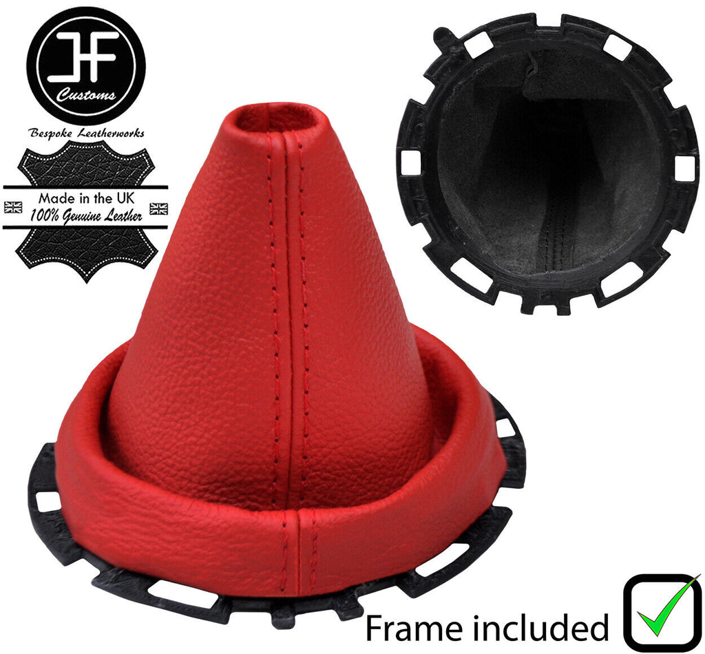 RED REAL LEATHER MANAUL GEAR GAITER+PLASTIC FRAME FITS CITROEN C3 2003-2009