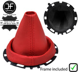 RED REAL LEATHER MANAUL GEAR GAITER+PLASTIC FRAME FITS CITROEN C3 2003-2009