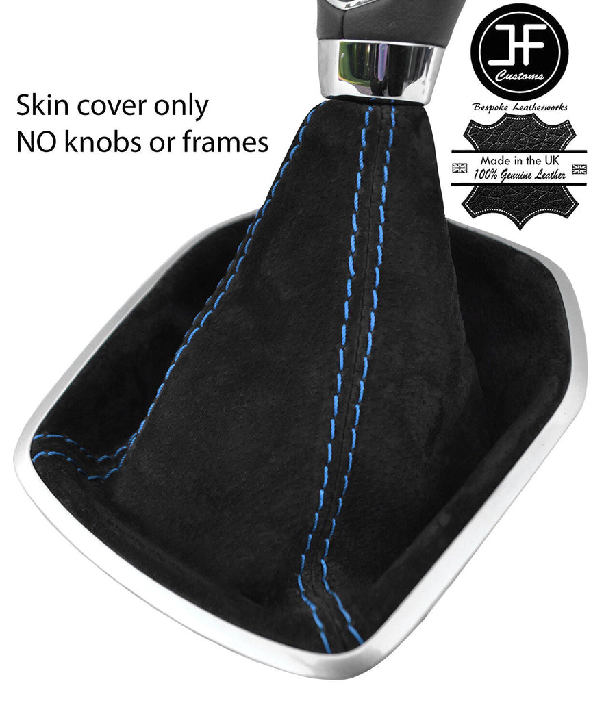 BLUE STITCHING REAL SUEDE MANUAL GEAR GAITER FOR FORD FIESTA MK9 2013-2017