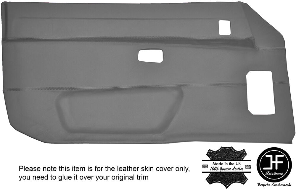 GREY LEATHER 2X FULL DOOR CARD LEATHER COVERS FITS PORSCHE 924 944 75-85