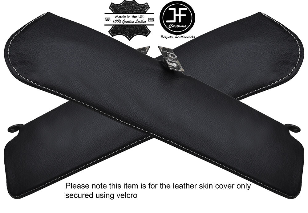 GREY STITCHING 2X SUN VISORS LEATHER COVERS FITS DELOREAN DMC-12 1981-1983