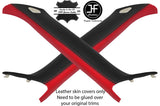 BLACK & RED 2X A PILLAR 2 TONE LEATHER COVERS FITS BMW MINI CLUBMAN R55 07-13