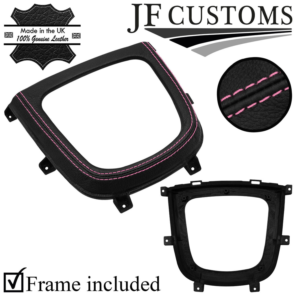 RED STITCH LEATHER GEAR SURROUND COVER+FRAME FITS HYUNDAI SANTA FE MK2 05-11