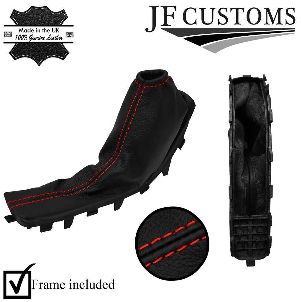 RED STITCH ITALIAN LEATHER HANDBRAKE COVER  + FRAME FOR SKODA OCTAVIA MK3 12-19