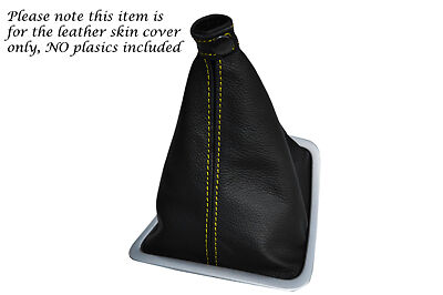 YELLOW DOUBLE STITCHING FITS RENAULT ESPACE MK4 2003-2011 LEATHER GEAR GAITER