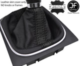 BLACK & BLACK STRIPE TOP GRAIN LEATHER GEAR GAITER FITS VW GOLF MK6 VI 09-13