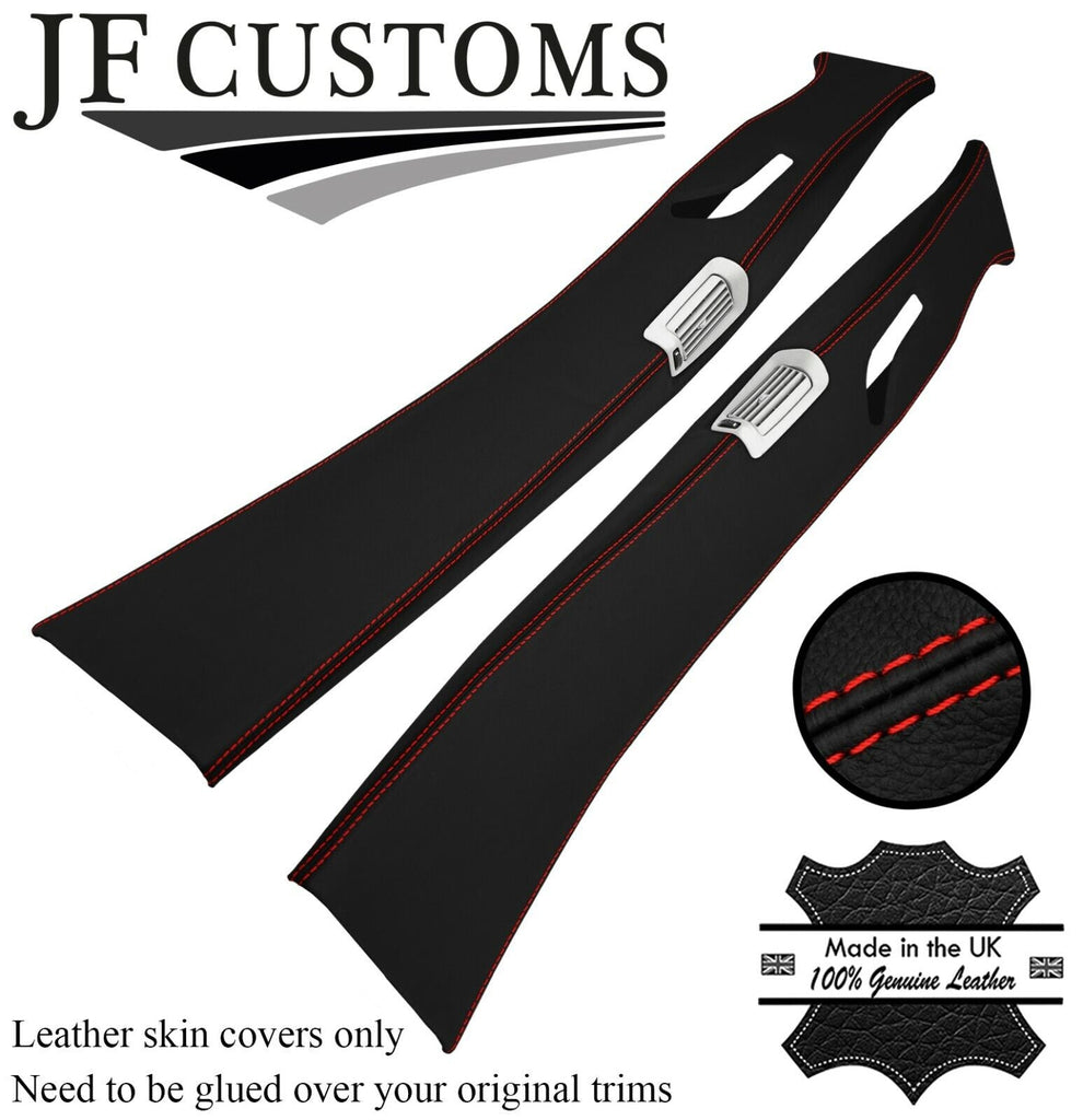RED STITCH LEATHER 2X UPPER LOWER B PILLAR COVERS  FOR VOLVO XC90 02-06