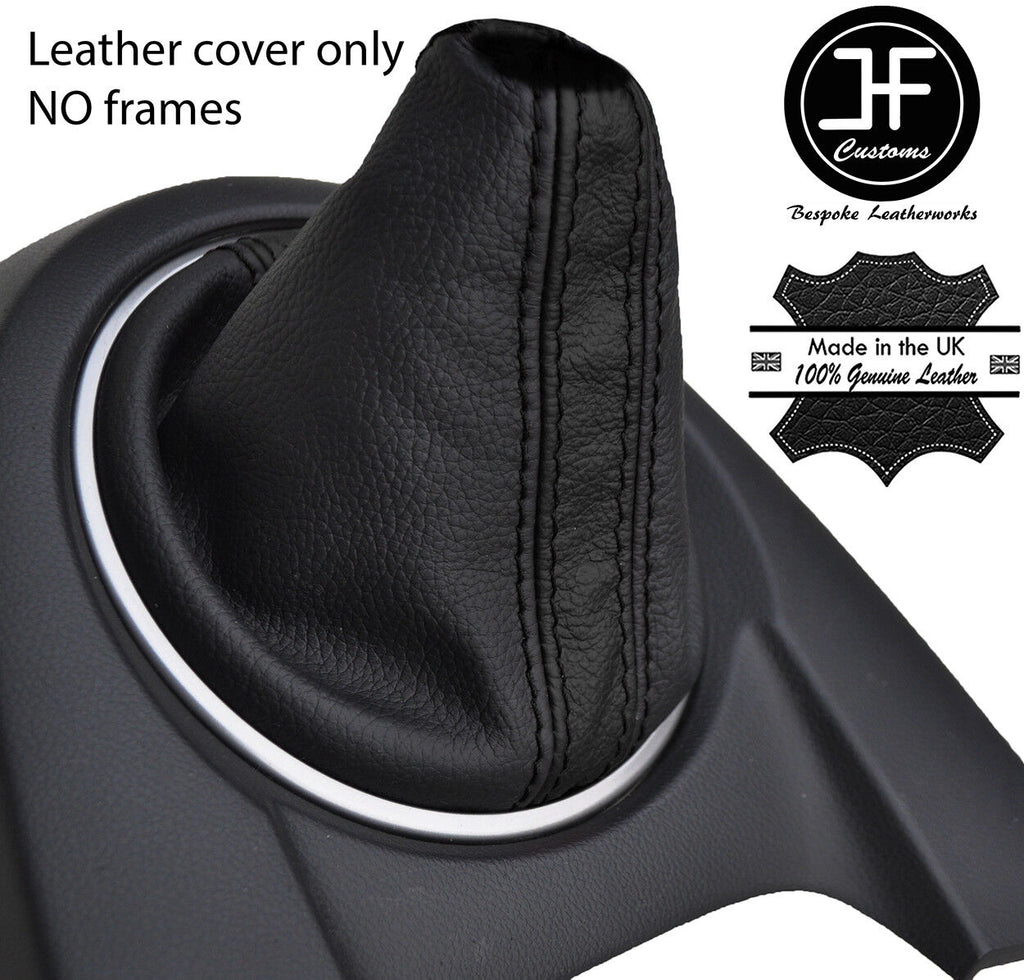 BLACK & BLACK STRIPE TOP GRAIN LEATHER MANUAL GEAR GAITER FOR MAZDA 2 2008-2014