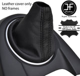 BLACK & BLACK STRIPE TOP GRAIN LEATHER MANUAL GEAR GAITER FOR MAZDA 2 2008-2014
