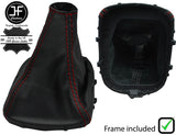 RED STITCH LEATHER GEAR GAITER + PLASTIC FRAME FITS VAUXHALL MOKKA 2012-2019