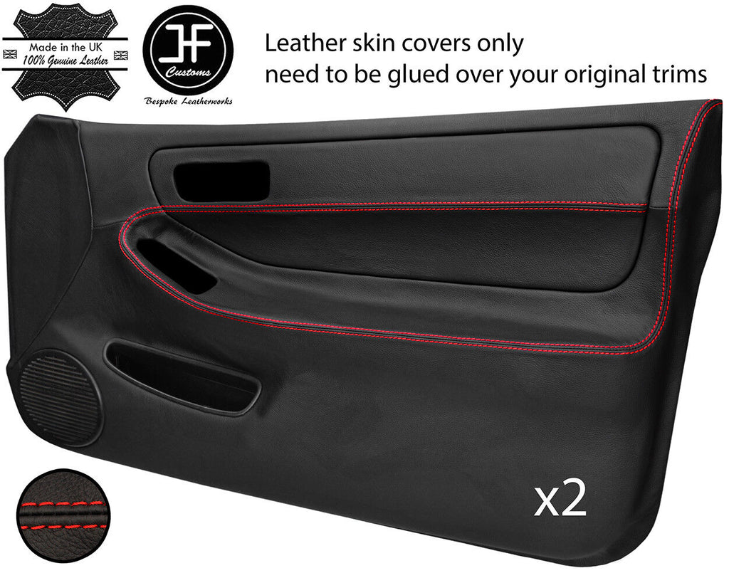 RED STITCH 2X FULL DOOR CARD LEATHER COVER FOR HONDA INTEGRA TYPE R DC2 93-01