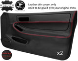 RED STITCH 2X FULL DOOR CARD LEATHER COVER FOR HONDA INTEGRA TYPE R DC2 93-01