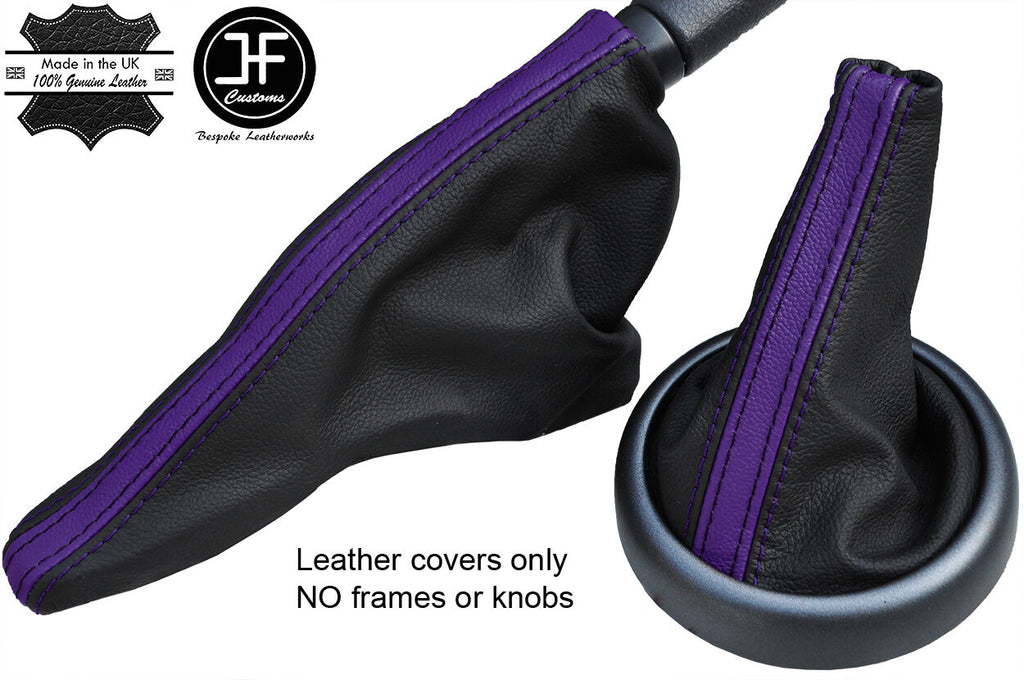 BLACK PURPLE STRIPE TOP GRAIN LEATHER GAITER SET FOR BMW MINI R50 R52 R53 01-06