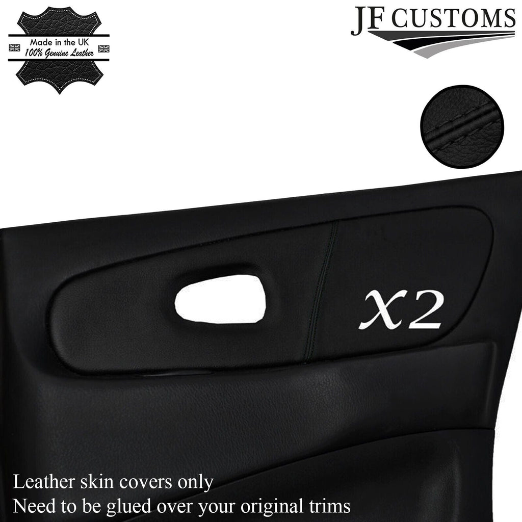 BLACK STITCH 2X REAR LEATHER DOOR CARD COVERS FITS MITSUBISHI EVO 1 2 3 I II III
