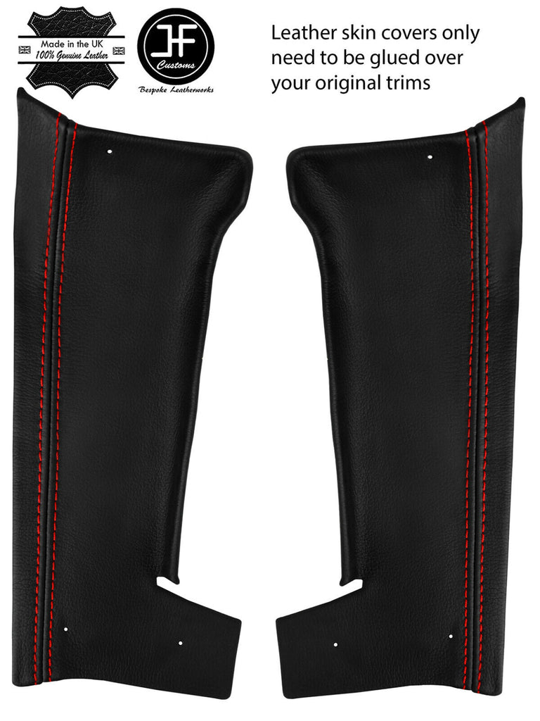 RED STITCH 2X REAR C PILLAR REAL LEATHER COVERS FITS DATSUN 1600 510 CUSTOM NEW