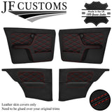 D RED DIAMOND STITCH LEATHER 4X DOOR CARD COVERS FITS BMW E30 COUPE STYLE 3