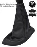 BLACK & BLACK STRIPE TOP GRAIN REAL LEATHER GEAR GAITER FITS PEUGEOT 806 94-06