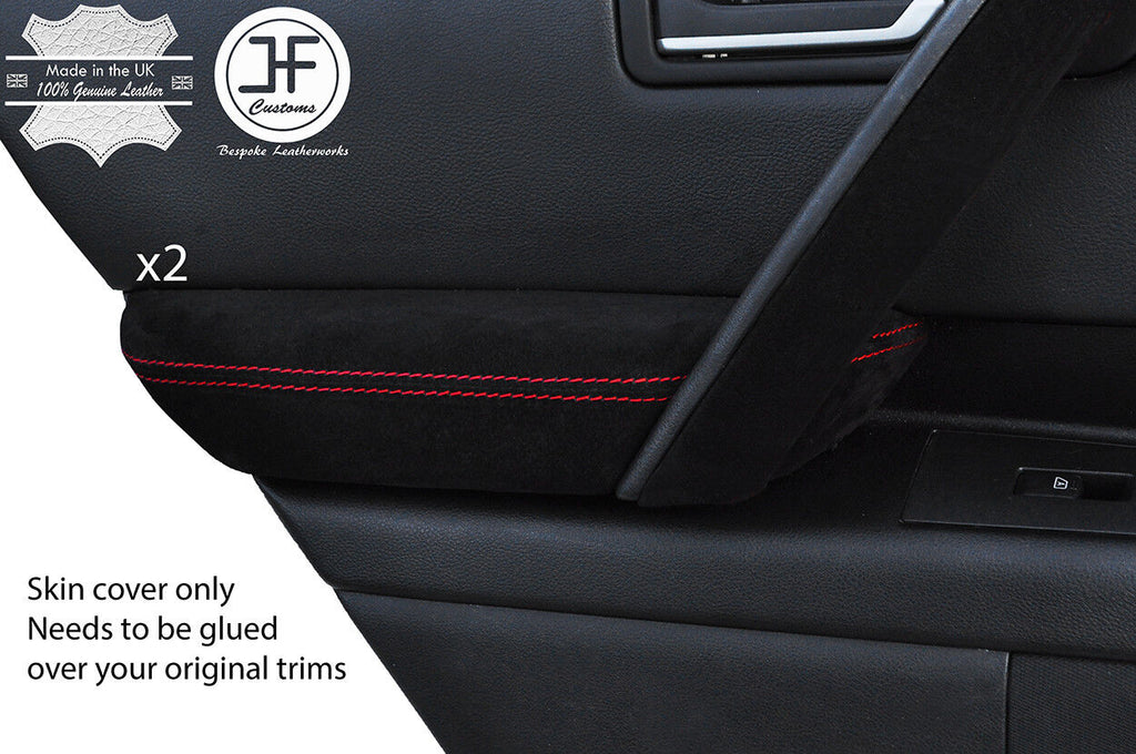 RED STITCH 2X REAR DOOR ARMREST SUEDE COVERS FITS INFINITI FX35 FX45 03-08