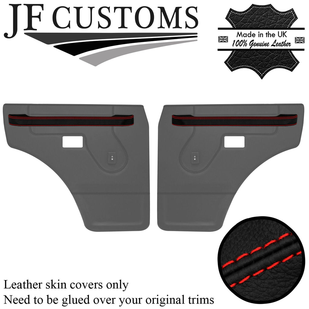 RED STITCH LEATHER 2X REAR DOOR HANDLE COVERS FOR LAND ROVER DISCOVERY 89-98