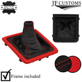 RED & BLACK LEATHER GEAR+SURROUND COVER+FRAMES FITS VAUXHALL VECTRA C 02-08