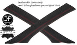 RED STITCHING 2X A PILLAR REAL SUEDE COVERS FOR BMW 7 SERIES E65 E66 01-09