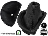 BLACK STITCH LEATHER AUTOMATIC GEAR GAITER+PLASTIC FRAME FOR AUDI TT MK2 06-14