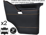 YELLOW STITCH 2X FRONT DOOR CARD LEATHER COVERS FITS VW T4 TRANSPORTER CARAVELLE