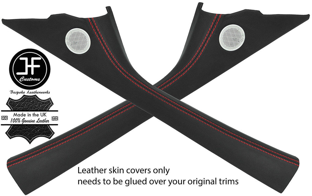 RED STITCH 2X A PILLAR LEATHER COVERS FITS MERCEDES B CLASS W245 2005-2011