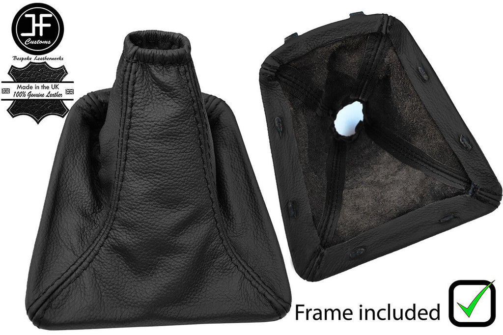 BLACK REAL LEATHER GEAR GAITER + PLASTIC FRAME FOR JAGUAR X-TYPE 2001 - 2009