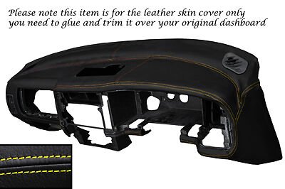 YELLOW  STITCH DASH DASHBOARD LEATHER SKIN COVER FITS MITSUBISHI L200 K74 98-06