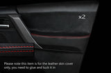 RED STITCH 2X FRONT DOOR CARD SKIN COVERS FITS LAND ROVER FREELANDER 2 06-14