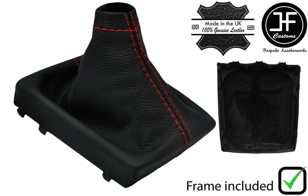 RED STITCH LEATHER GEAR GAITER + PLASTIC FRAME FOR SUBARU IMPREZA WRX 15-19