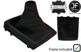 RED STITCH LEATHER GEAR GAITER + PLASTIC FRAME FOR SUBARU IMPREZA WRX 15-19