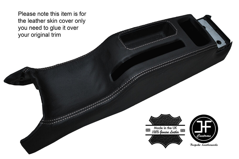 WHITE STITCH CENTER CONSOLE LEATHER COVER FITS VW GOLF MK4 IV JETTA 1998-2005
