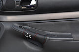 FITS AUDI A4 95-99  2X DOOR HANDLE COVERS red stitch CUSTOM NEW MADE IN UK