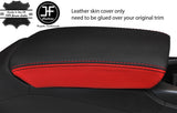 BLACK & RED TOP GRAIN LEATHER ARMREST COVER FITS AUDI TT MK3 2015-2019