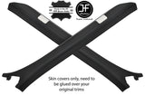 BLACK STITCH 2X A PILLAR REAL LEATHER COVERS FOR LAND ROVER DISCOVERY 4 09-16