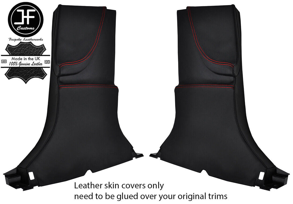 RED STITCH 2X FULL LOWER B PILLAR NAPPA LEATHER COVER FOR TESLA MODEL S 12-16