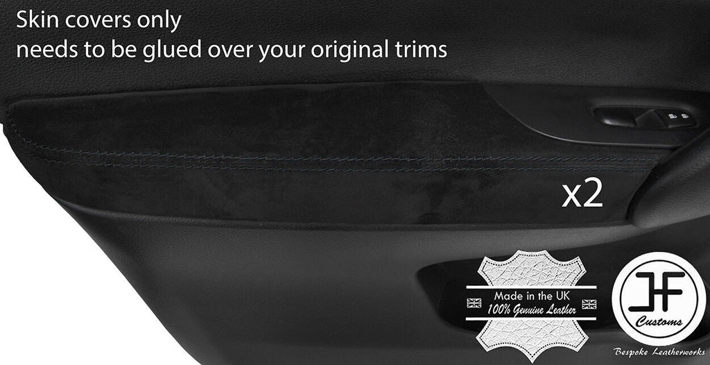 BLACK STITCHING 2X FRONT DOOR ARMREST REAL SUEDE COVERS FITS QASHQAI J11 13-18