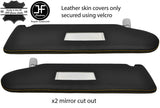 YELLOW STITCH 2X SUN VISOR LEATHER COVER FOR VW T6 TRANSPORTER 2 MIRROR CUTOUT