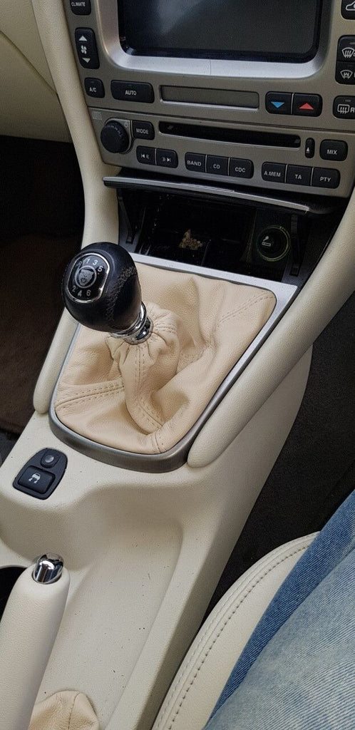 CREAM REAL TOP GRAIN LEATHER MANUAL GEAR GAITER FOR JAGUAR X-TYPE 2001-2009