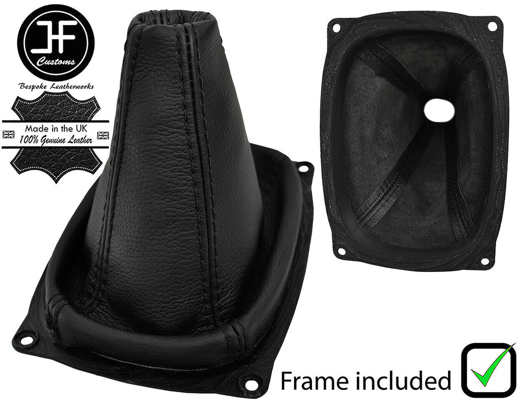 BLACK STITCH LEATHER GEAR GAITER+PLASTIC FRAME FITS HYUNDAI SANTA FE 2001-2006