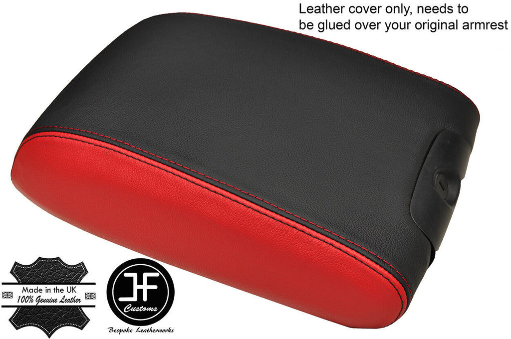 BLACK & RED  REAL LEATHER ARMREST LID COVER FITS JEEP WRANGLER 2011-2017