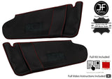 RED CROSS STITCH 2X SUN VISOR LEATHER COVERS FITS VW T5 TRANSPORTER 2 MIRROR
