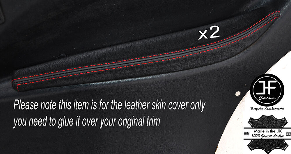 RED STITCH 2X REAR DOOR ARMREST SKIN COVERS FITS FORD ESCORT MK1 COUPE 2 DOOR