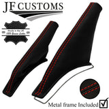 RED STITCH LEATHER HANDBRAKE+METAL FRAME FOR PEUGEOT 206 & 206 CC 98-12