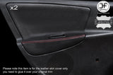 RED STICH 2X REAR DOOR CARD TRIM LEATHER COVERS FITS PEUGEOT 207 07-14 5 DOOR