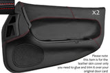RED STITCH 2X DOOR CARDS LEATHER SKIN COVERS FITS MAZDA RX7 FD3S 92-02  JF1