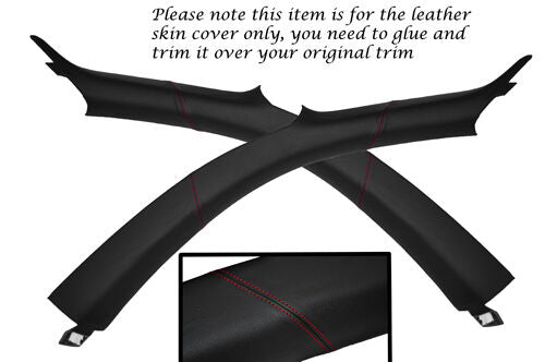 RED STITCH FITS AUDI TT MK1 COUPE 98-06 2X WINDSCREEN PILLAR LEATHER SKIN COVERS